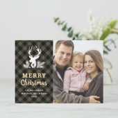 Carte photo de Noël Brown de Monogramme Plaid (Debout devant)