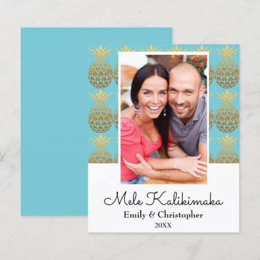 Carte photo de Noël Budget Mele Kalikimaka (Devant / Derrière)