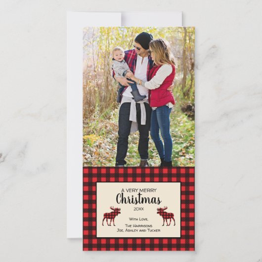 Carte photo de Noël Buffalo Plaid (Devant)