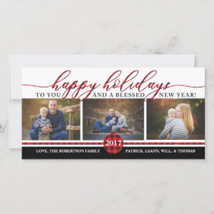 Carte photo de Noël, Buffalo Plaid