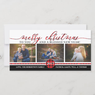 Carte photo de Noël, Buffalo Plaid