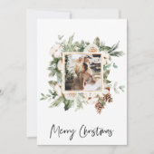 Carte Photo de Noël & Cadre Floral | Joyeux Noël (Devant)