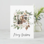 Carte Photo de Noël & Cadre Floral | Joyeux Noël (Debout devant)