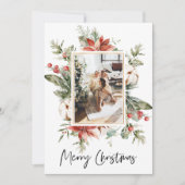 Carte Photo de Noël & Cadre Floral | Joyeux Noël (Devant)