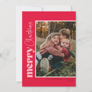 Carte photo de Noël CHERYL rouge et rose