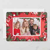 Carte photo de Noël classique de la famille rouge (Devant)