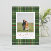 Carte photo de Noël classique Tartan vert (Debout devant)