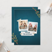 Carte photo de Noël couleur verte avec voeux (Devant/Arrière en situation)