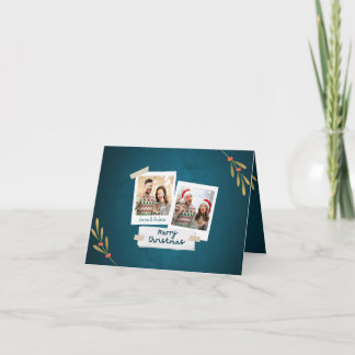 Carte photo de Noël couleur verte avec voeux