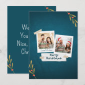 Carte photo de Noël couleur verte avec voeux (Devant / Derrière)