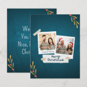 Carte photo de Noël couleur verte avec voeux (Devant / Derrière)