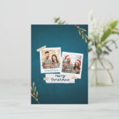 Carte photo de Noël couleur verte avec voeux (Debout devant)