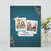 Carte photo de Noël couleur verte avec voeux (Debout devant)