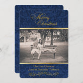 Carte photo de Noël Damas bleu (Devant / Derrière)