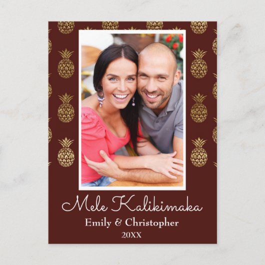 Carte photo de Noël d'ananas Mele Kalikimaka (Devant)