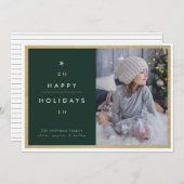 Carte photo de Noël d'arbre typographique verte (Devant / Derrière)