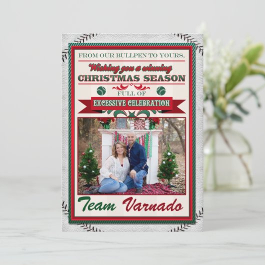Carte photo de Noël de baseball (Debout devant)