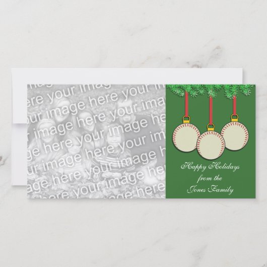 Carte photo de Noël de baseball (Devant)