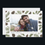 Carte photo de Noël de brins de pin d'aquarelle<br><div class="desc">Brins de pin d'aquarelle,  carte photo de Noël. Personnalisable. Une partie d'une collection</div>