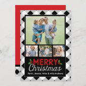 Carte photo de Noël de Buffalo noir et blanc (Devant / Derrière)