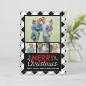 Carte photo de Noël de Buffalo noir et blanc (Debout devant)