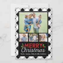 Carte photo de Noël de Buffalo noir et blanc