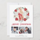 Carte photo de Noël de chouette Lapin d'hiver Poin (Devant)