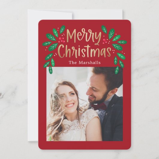 Carte photo de Noël de couleur modifiable (Devant)