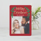 Carte photo de Noël de couleur modifiable (Debout devant)