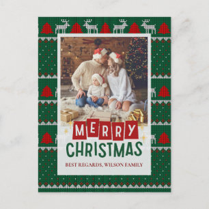 Carte photo de Noël de famille avec chandail nisé