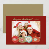 Carte photo de Noël de famille personnalisable (Devant / Derrière)