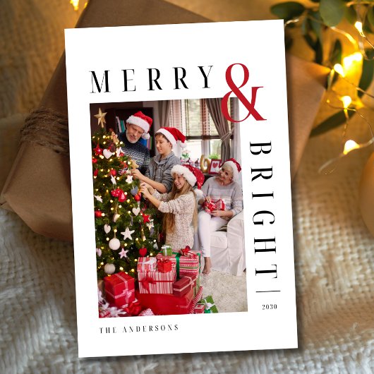 Carte Photo de Noël de famille Script moderne