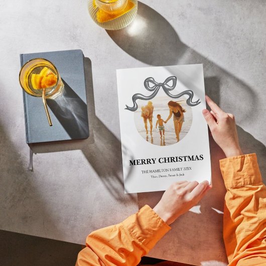 Carte photo de Noël de la boîte de coquette métall