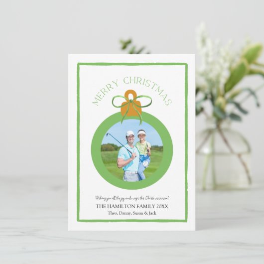 Carte photo de Noël de la coquette de la poule ver (Debout devant)