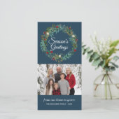 Carte photo de Noël de la couronne bleue d'hiver (Debout devant)