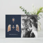 Carte photo de Noël de la crèche religieuse (Debout devant)