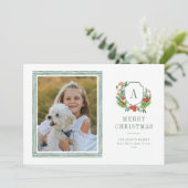 Carte photo de Noël de la crête d'aquarelle (Debout devant)