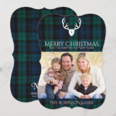 Carte photo de Noël de la Marine Green Plaid (Devant / Derrière)