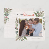 Carte photo de Noël de la verdure d'hiver (Devant / Derrière)