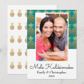 Carte photo de Noël de l'ananas Mele Kalikimaka (Devant / Derrière)