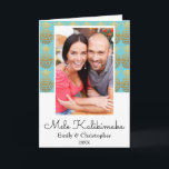 Carte photo de Noël de l'ananas Mele Kalikimaka<br><div class="desc">Mele Kalikimaka Faux Foil Gold et Aqua Blue Pineapple Noël Aqua Blue Carte photo. Cette carte photo de Noël hawaïenne est parfaite pour une carte de Noël de famille tropicale.</div>