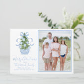 Carte photo de Noël de l'Arbre bleu Chinoiserie (Debout devant)