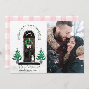 Carte photo de Noël de Noël du chien de Boston Ter