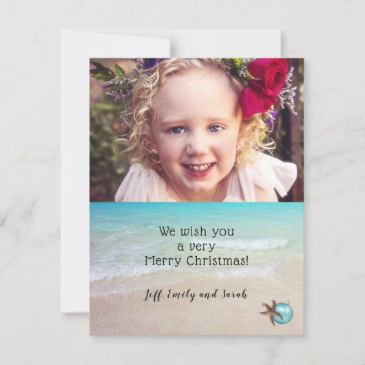 Carte photo de Noël de plage Starfish Design (Devant)