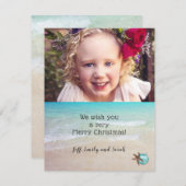 Carte photo de Noël de plage Starfish Design (Devant / Derrière)