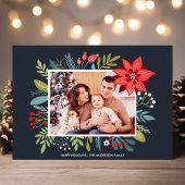 Carte photo de Noël de Poinsettia Bouquet