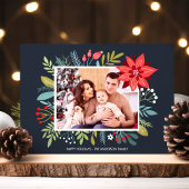 Carte photo de Noël de Poinsettia Bouquet