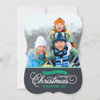 Carte photo de Noël de script de tableau noir