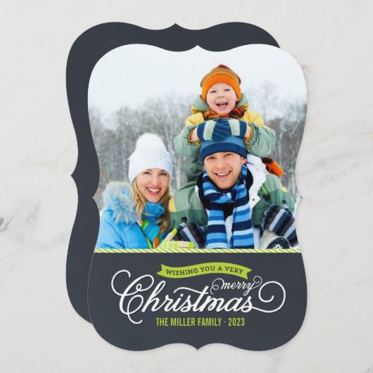 Carte photo de Noël de script de tableau noir (Devant / Derrière)