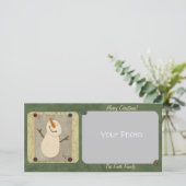 Carte photo de Noël de Snowman primitive (Debout devant)
